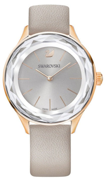  Shop Authentic Swarovski Octea Nova Grey Dial Grey Leather Strap Watch for Women - 5295326 - Luxxuri