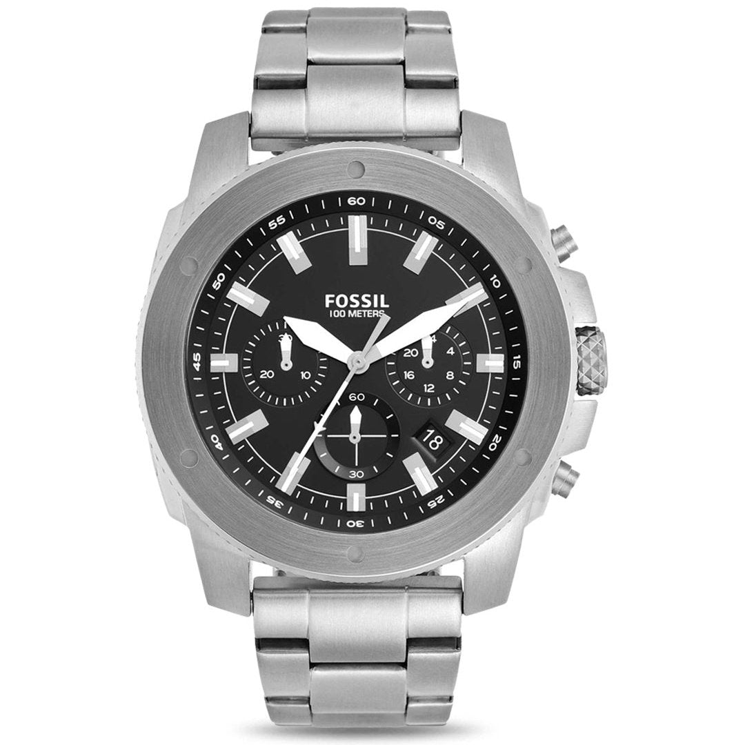  Shop Authentic Fossil Modern Machine Black Dial Silver Steel Strap Watch for Men - FS4926 - Luxxuri