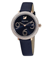 Shop Authentic Swarovski Crystal Frost Blue Dial Blue Leather Strap Watch for Women - 5484061 - Luxxuri