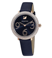  Shop Authentic Swarovski Crystal Frost Blue Dial Blue Leather Strap Watch for Women - 5484061 - Luxxuri