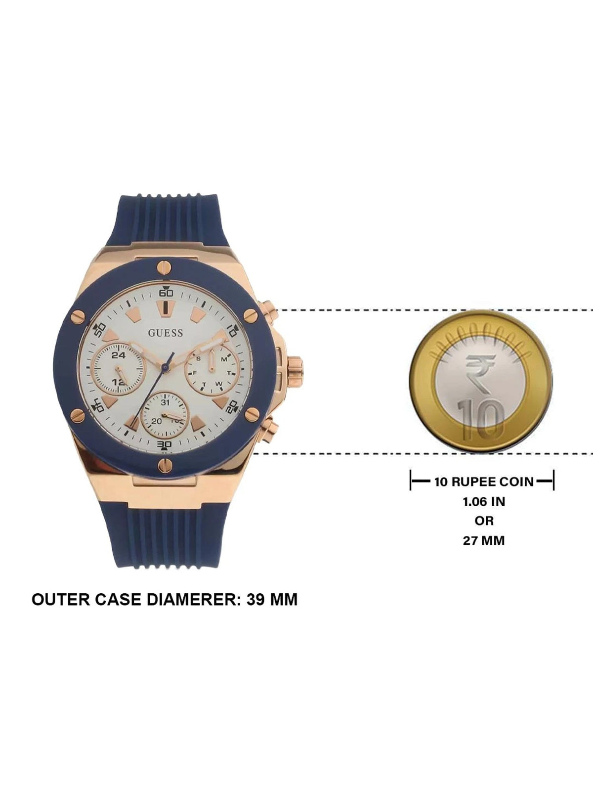  Shop Authentic Guess Athena White Dial White Dial Blue Rubber Strap Watch For Women - GW0030L5 - Luxxuri