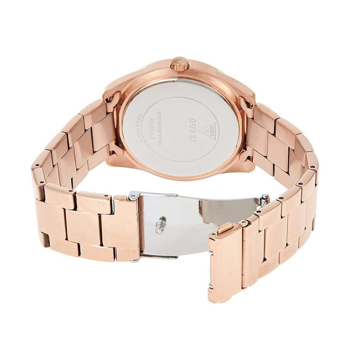 Shop Authentic Guess G Twist Diamonds Rose Gold Dial Rose Gold Steel Strap Watch For Women - W1201L3 - Luxxuri