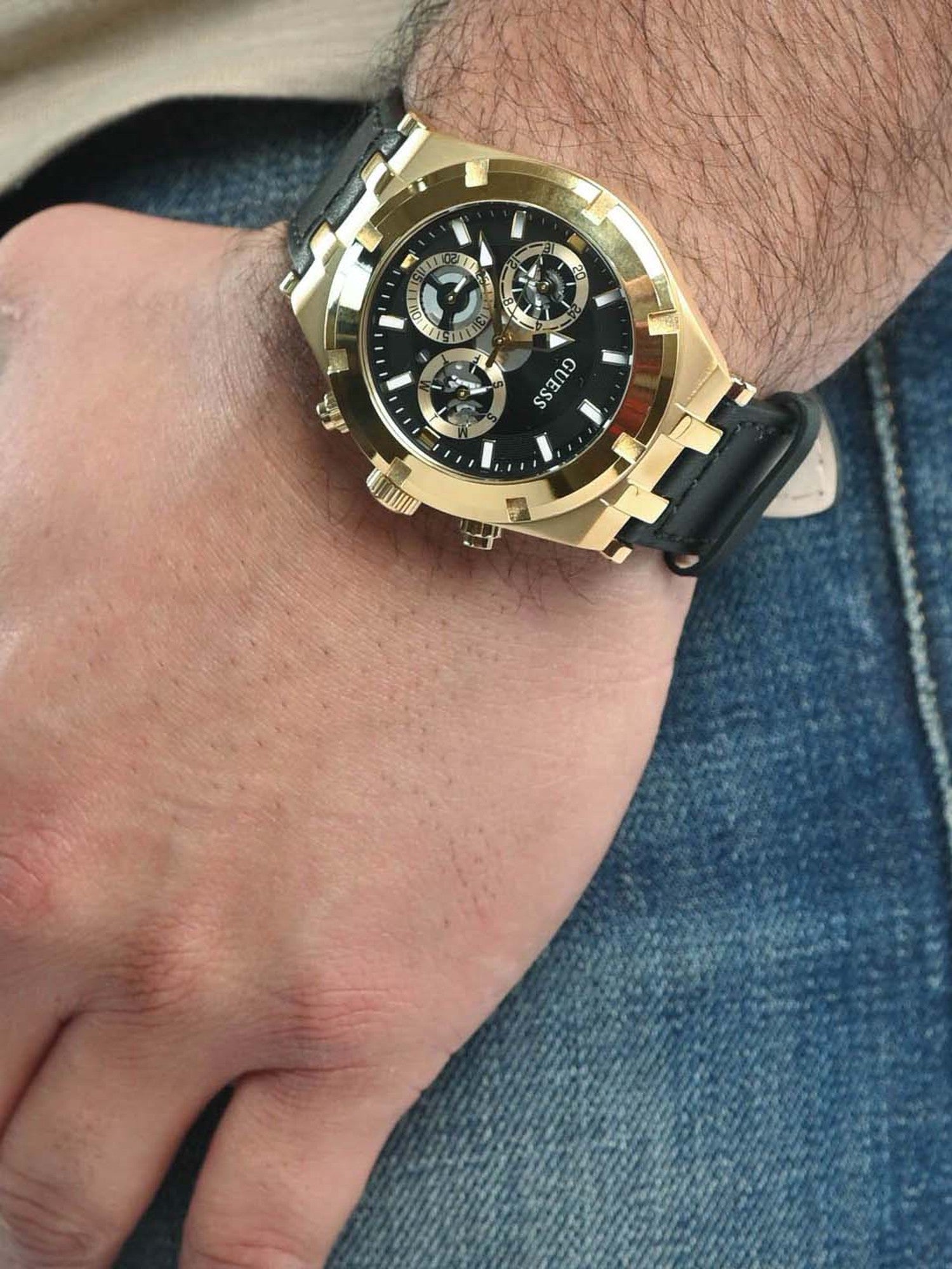  Shop Authentic Guess Continental Black Dial Black Rubber Strap Watch for Men - GW0262G2 - Luxxuri
