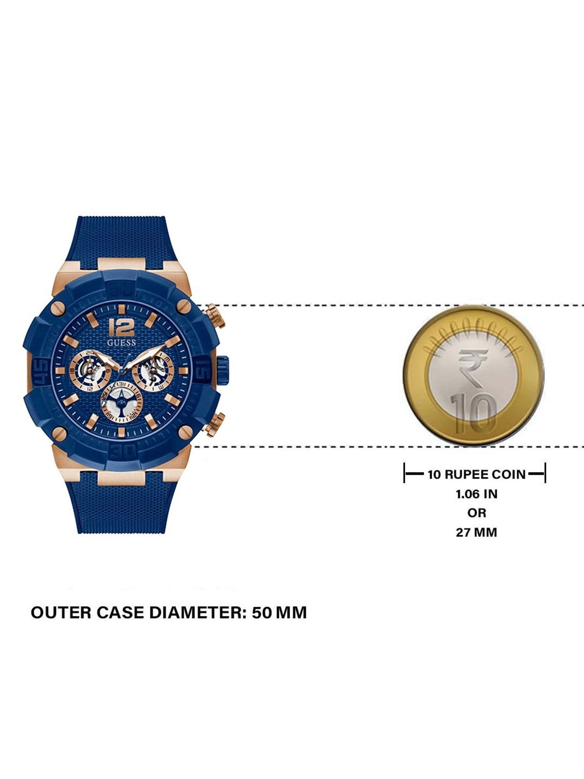  Shop Authentic Guess Navigator Chronograph Blue Dial Blue Rubber Strap Watch for Men - GW0264G4 - Luxxuri