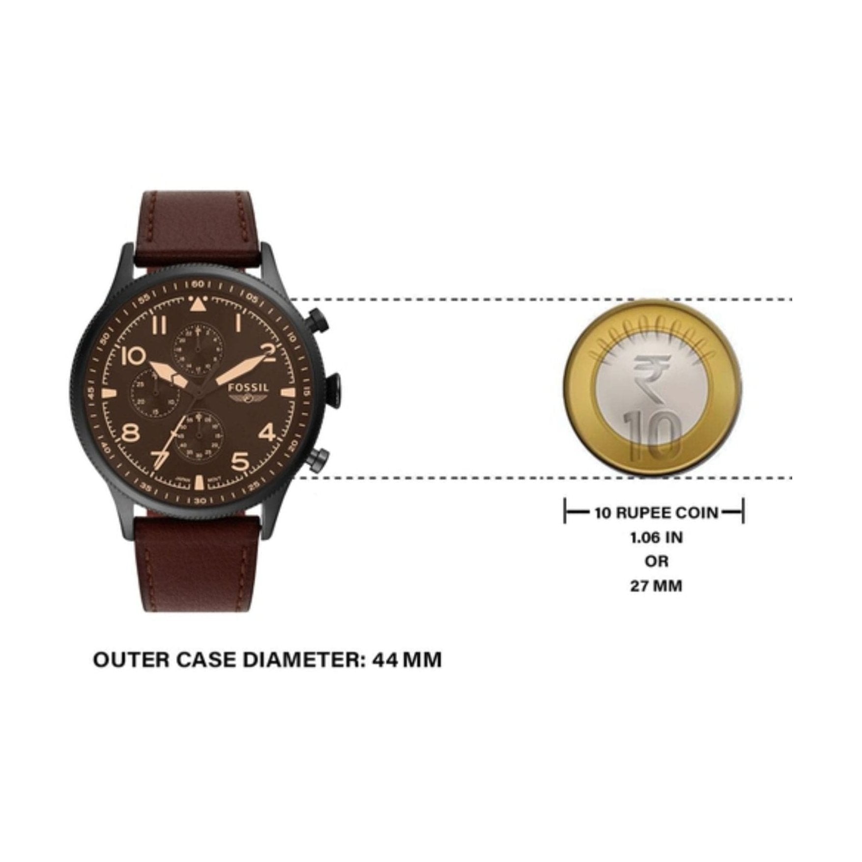  Shop Authentic Fossil Retro Pilot Chronograph Brown Dial Brown Leather Strap Watch for Men - FS5833 - Luxxuri