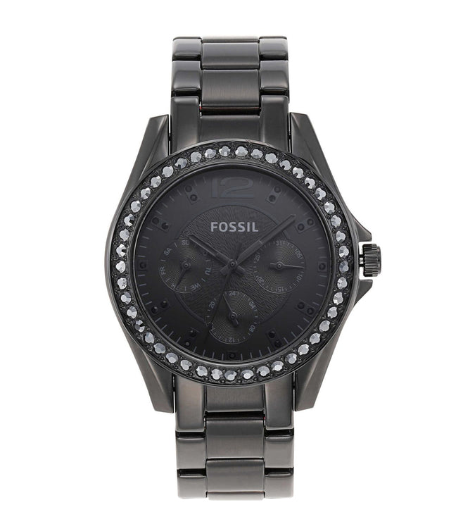  Shop Authentic Fossil Riley Multifunction Black Dial Black Steel Strap Watch for Women - ES4519 - Luxxuri