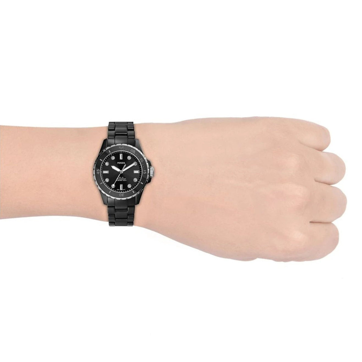  Shop Authentic Fossil FB-01 Three-Hand Black Dial Black Ceramic Strap Watch for Women - CE1108 - Luxxuri