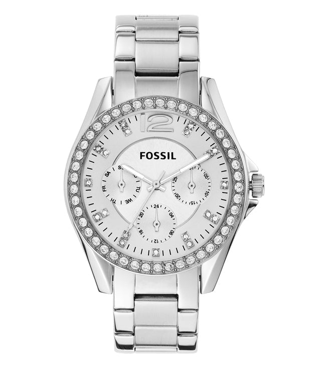  Shop Authentic Fossil Riley Multifunction Silver Dial Silver Steel Strap Watch for Women - ES3202 - Luxxuri