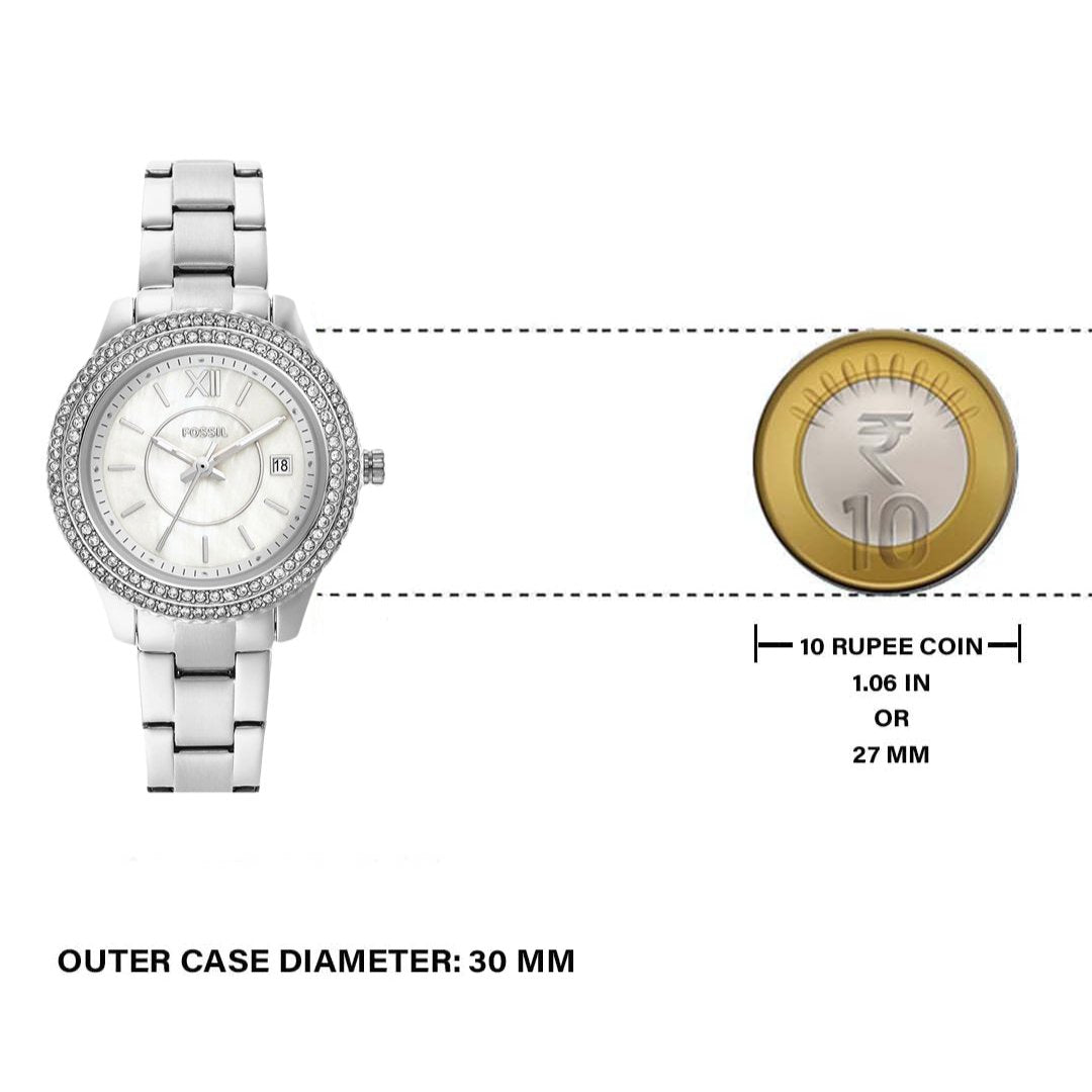  Shop Authentic Fossil Stella Silver Dial Silver Steel Strap Watch for Women - ES3588 - Luxxuri