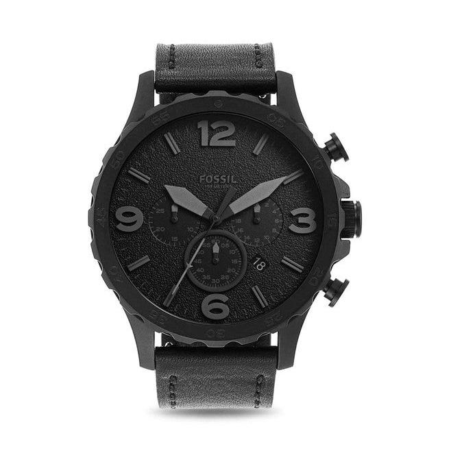  Shop Authentic Fossil Nate Chronograph Black Dial Black Leather Strap Watch for Men - JR1354 - Luxxuri