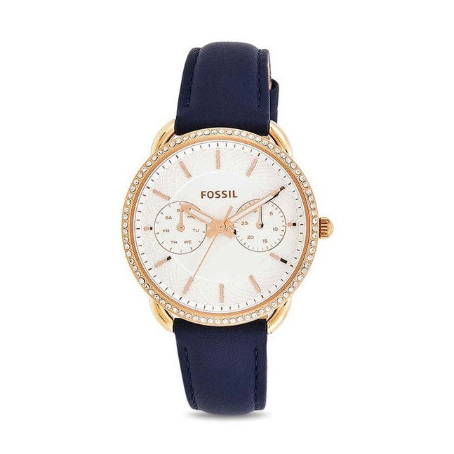  Shop Authentic Fossil Tailor White Dial Blue Leather Strap Watch for Women - ES4394 - Luxxuri
