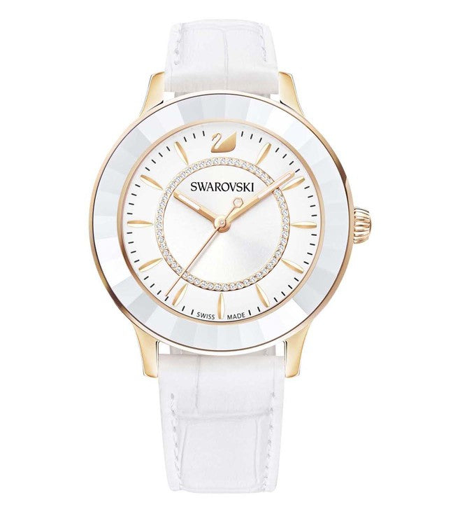  Shop Authentic Swarovski Octea Lux White Dial White Leather Strap Watch for Women - 5414416 - Luxxuri