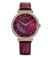  Shop Authentic Swarovski Passage Moon Phase Red Dial Red Leather Strap Watch for Women - 5613323 - Luxxuri