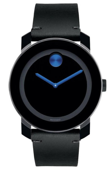  Shop Authentic Movado Bold TR90 Black Dial Black Leather Strap Watch For Men - 3600307 - Luxxuri