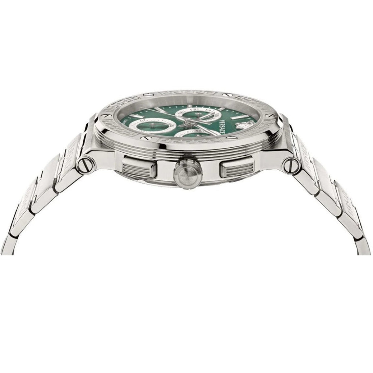  Shop Authentic Versace Grace Chronograph Quartz Green Dial Silver Steel Strap Watch For Men - VEZ900121 - Luxxuri