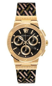  Shop Authentic Versace Greca Chronograph Black Dial Brown Leather Strap Watch For Men - VEZ900621 - Luxxuri