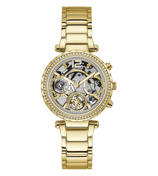  Shop Authentic Guess Solstice Diamonds Gold Dial Gold Steel Strap Watch for Women - GW0403L2 - Luxxuri