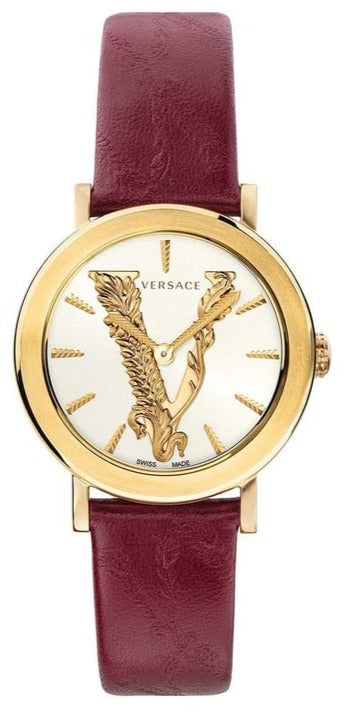  Shop Authentic Versace Virtus White Dial Red Leather Strap Watch for Women - VEHC00219 - Luxxuri