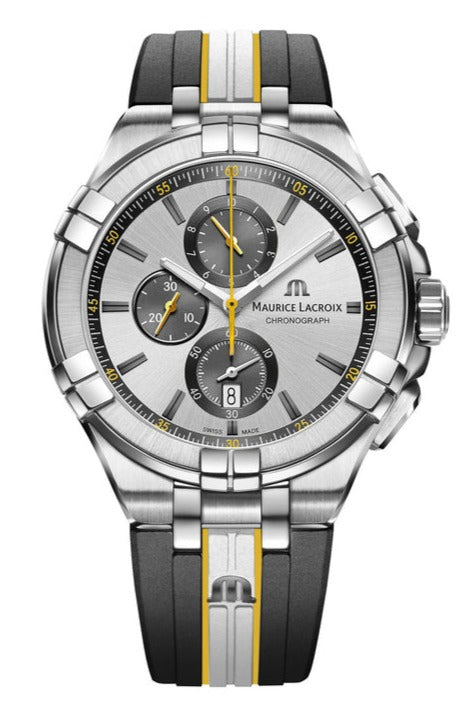  Shop Authentic Maurice Lacroix Aikon Chronograph King of the Court Limited Edition Silver Dial Grey Rubber Strap Watch for Men - AI1018-TT030-130-K - Luxxuri