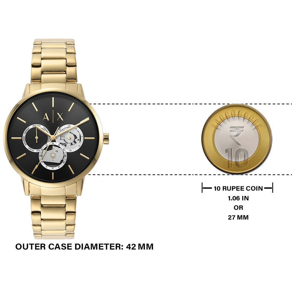  Shop Authentic Armani Exchange Cayde Chronograph Black Dial Gold Steel Strap Watch for Men - AX2747 - Luxxuri