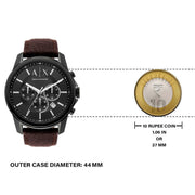  Shop Authentic Armani Exchange Outerbanks Chronograph Black Dial Brown Leather Strap Watch For Men - AX1732 - Luxxuri
