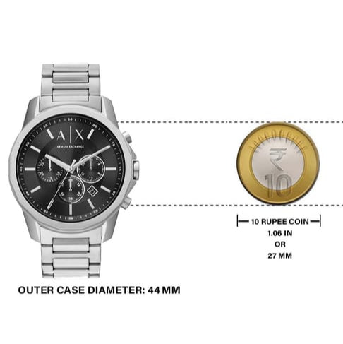  Shop Authentic Armani Exchange Banks Chronograph Black Dial Silver Steel Strap Watch For Men - AX1720 - Luxxuri
