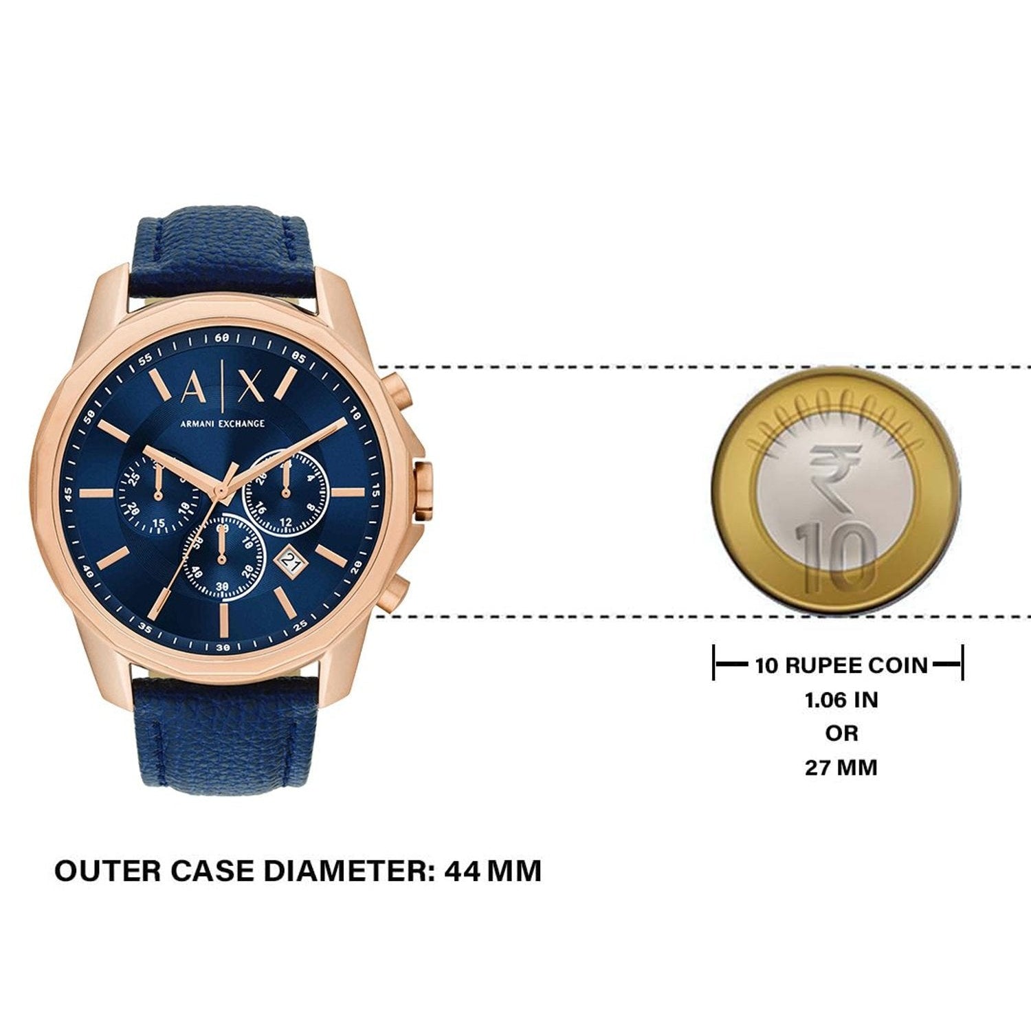  Shop Authentic Armani Exchange Banks Chronograph Blue Dial Blue Leather Strap Watch For Men - AX1723 - Luxxuri