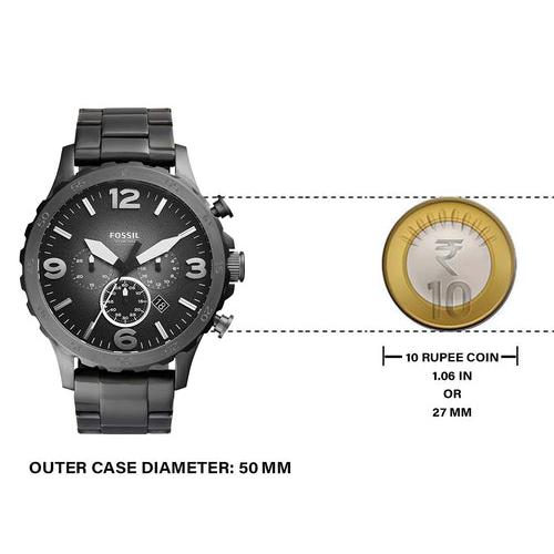  Shop Authentic Fossil Nate Chronograph Gunmetal Dial Grey Steel Strap Watch for Men - JR1437 - Luxxuri