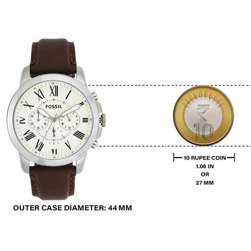  Shop Authentic Fossil Grant Chronograph White Dial Brown Leather Strap Watch for Men - FS4735 - Luxxuri