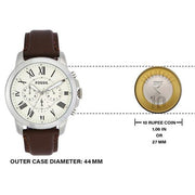  Shop Authentic Fossil Grant Chronograph White Dial Brown Leather Strap Watch for Men - FS4735 - Luxxuri