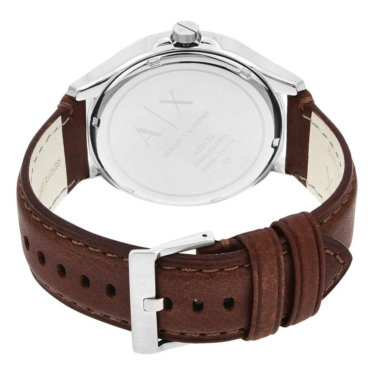  Shop Authentic Armani Exchange Hampton Chronograph White Dial Brown Leather Strap Watch For Men - AX2187 - Luxxuri