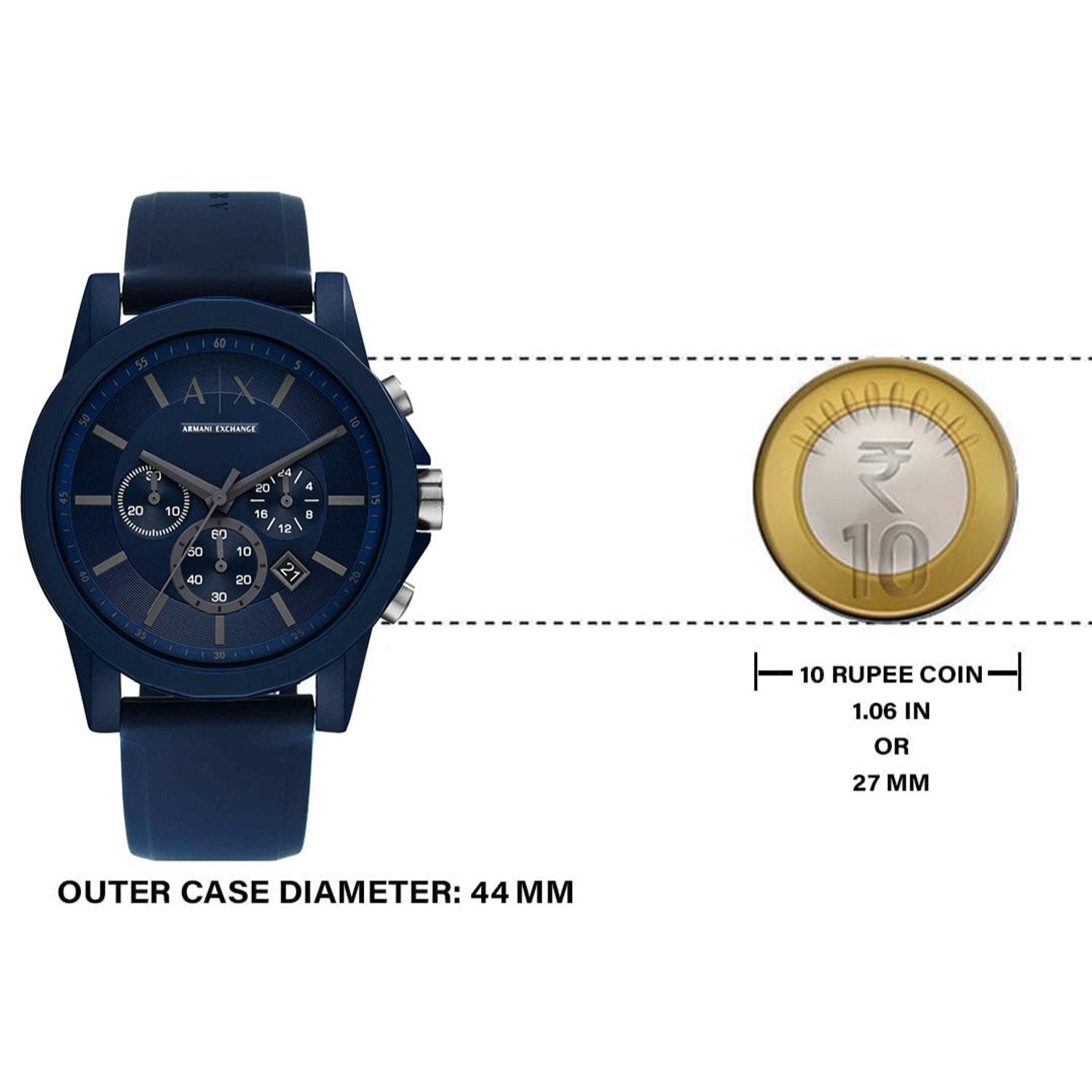  Shop Authentic Armani Exchange Outerbanks Chronograph Blue Dial Blue Silicone Strap Watch For Men - AX7128 - Luxxuri