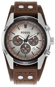  Shop Authentic Fossil Coachman Chronograph Silver Dial Brown Leather Strap Watch for Men - CH2565 - Luxxuri