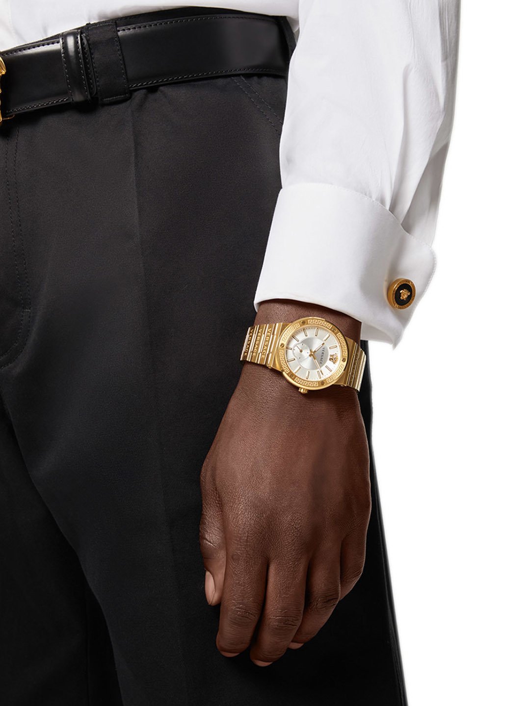  Shop Authentic Versace Greca Silver Dial Gold Steel Strap Watch for Men - VEVI00520 - Luxxuri