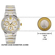  Shop Authentic Versace Greca Chronograph White Dial Two Tone Steel Strap Watch For Men - VEZ900321 - Luxxuri
