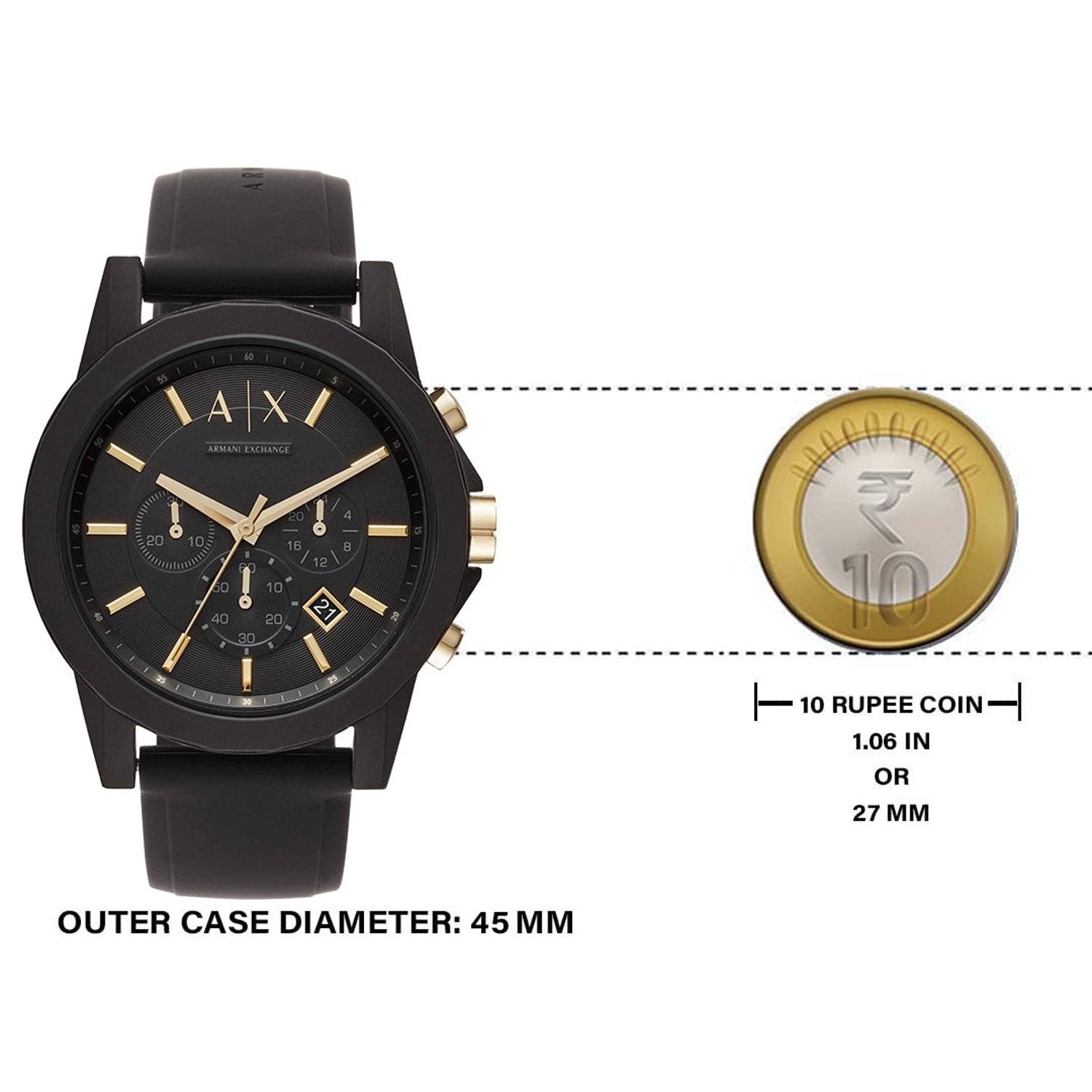  Shop Authentic Armani Exchange Outerbanks Chronograph Black Dial Black Steel Strap Watch For Men - AX7105 - Luxxuri