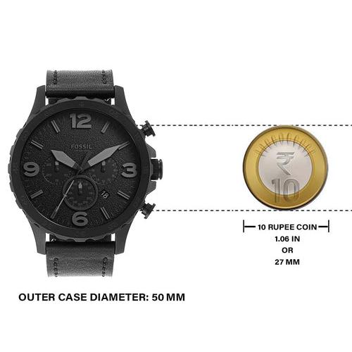  Shop Authentic Fossil Nate Chronograph Black Dial Black Leather Strap Watch for Men - JR1354 - Luxxuri