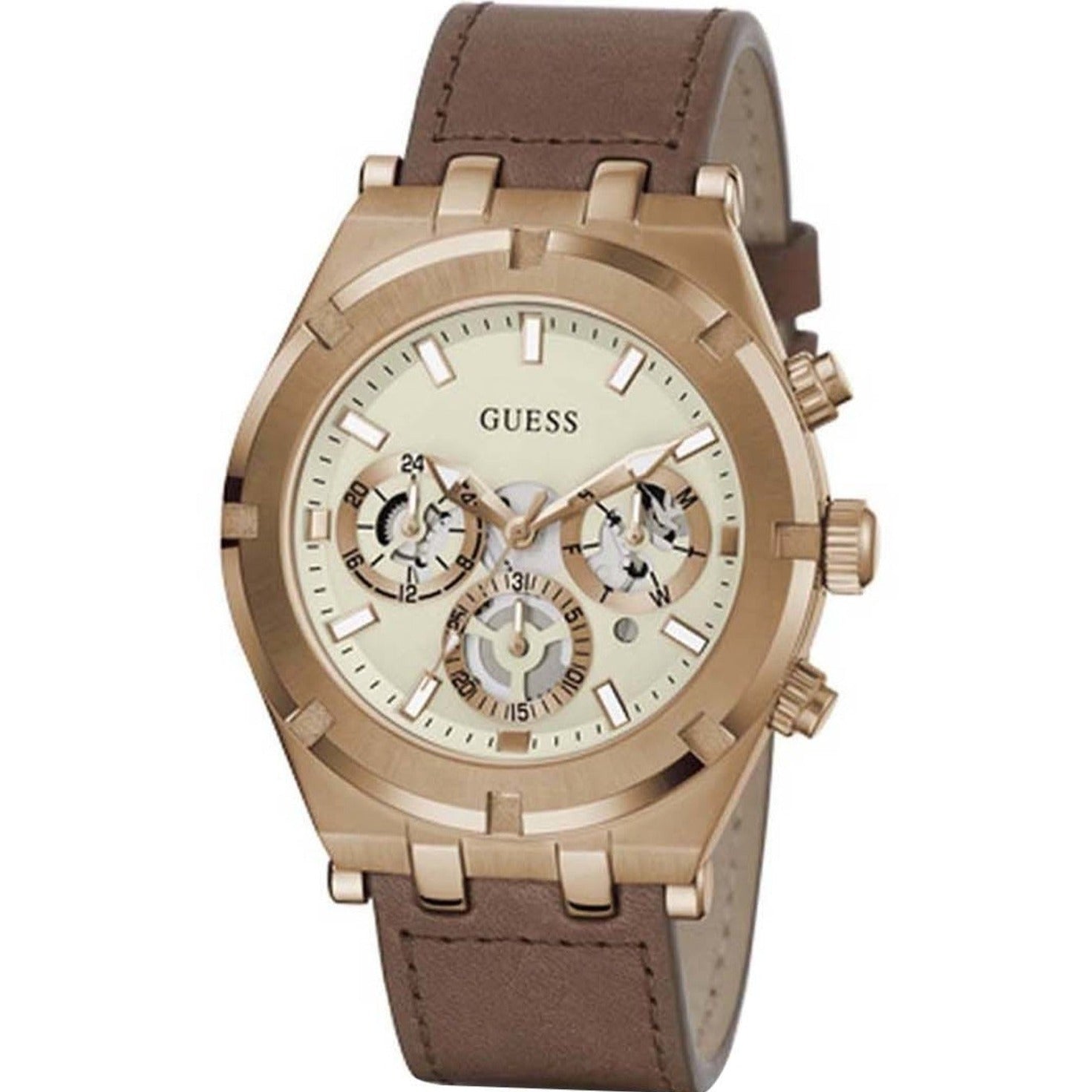  Shop Authentic Guess Analog Multifunction White Dial Brown Leather Strap Watch for Men - GW0262G3 - Luxxuri