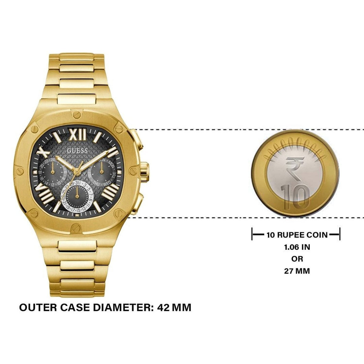  Shop Authentic Guess Headliner Multifunction Black Dial Gold Steel Strap Watch For Men - GW0572G2 - Luxxuri