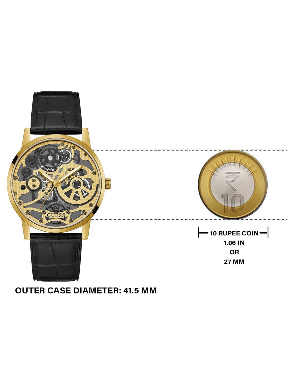  Shop Authentic Guess Gadget Gold Dial Black Leather Strap Watch for Men - GW0570G1 - Luxxuri