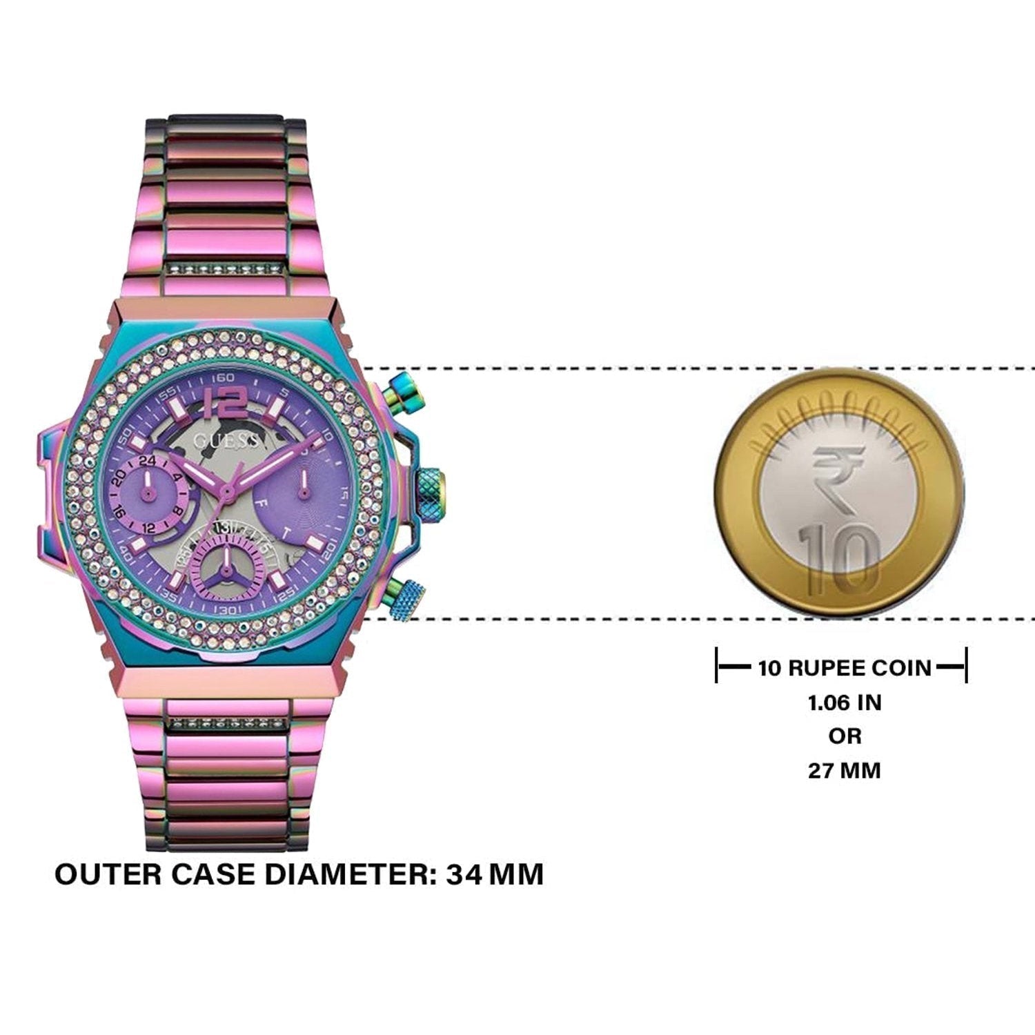  Shop Authentic Guess Fusion Chronograph Purple Dial Purple Steel Strap Watch for Women - GW0552L4 - Luxxuri