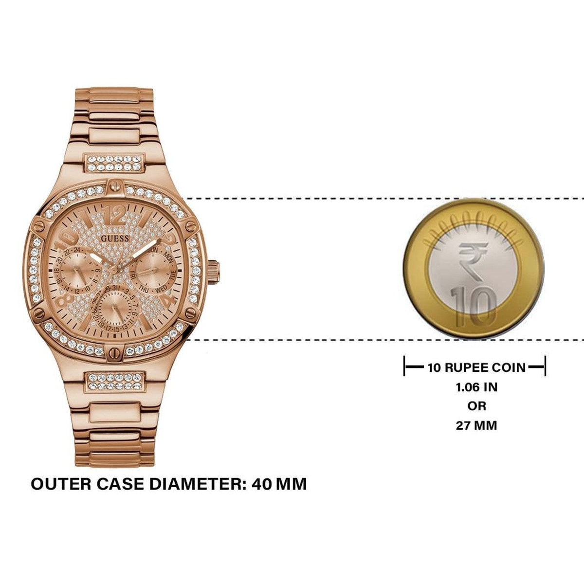  Shop Authentic Guess Duchees Quartz Rose Gold Dial Rose Gold Steel Strap Watch For Women - GW0558L3 - Luxxuri