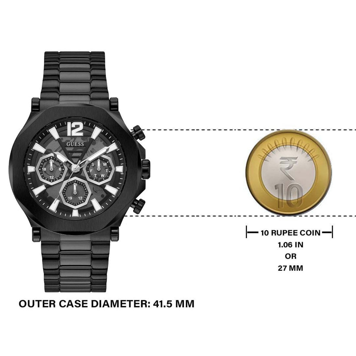  Shop Authentic Guess Edge Chronograph Black Dial Black Steel Strap Watch For Men - GW0539G3 - Luxxuri