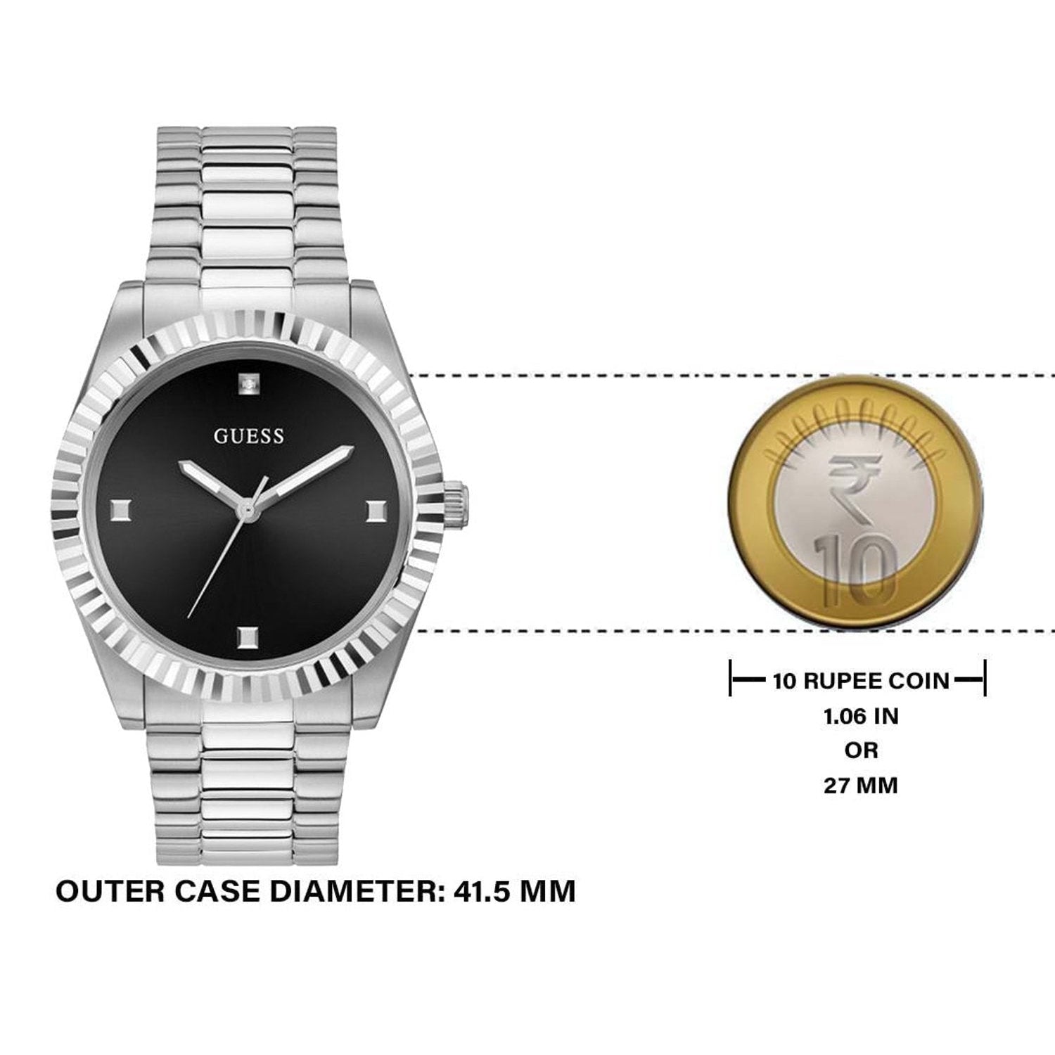  Shop Authentic Guess Connoisseur Analog Black Dial Silver Steel Strap Watch For Men - GW0542G1 - Luxxuri