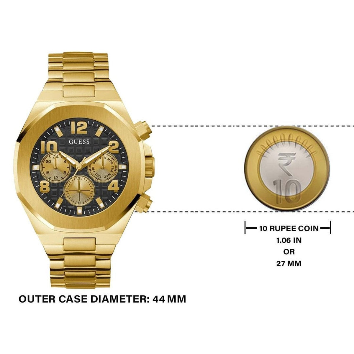  Shop Authentic Guess Empire Quartz Black Dial Gold Steel Strap Watch For Men - GW0489G2 - Luxxuri