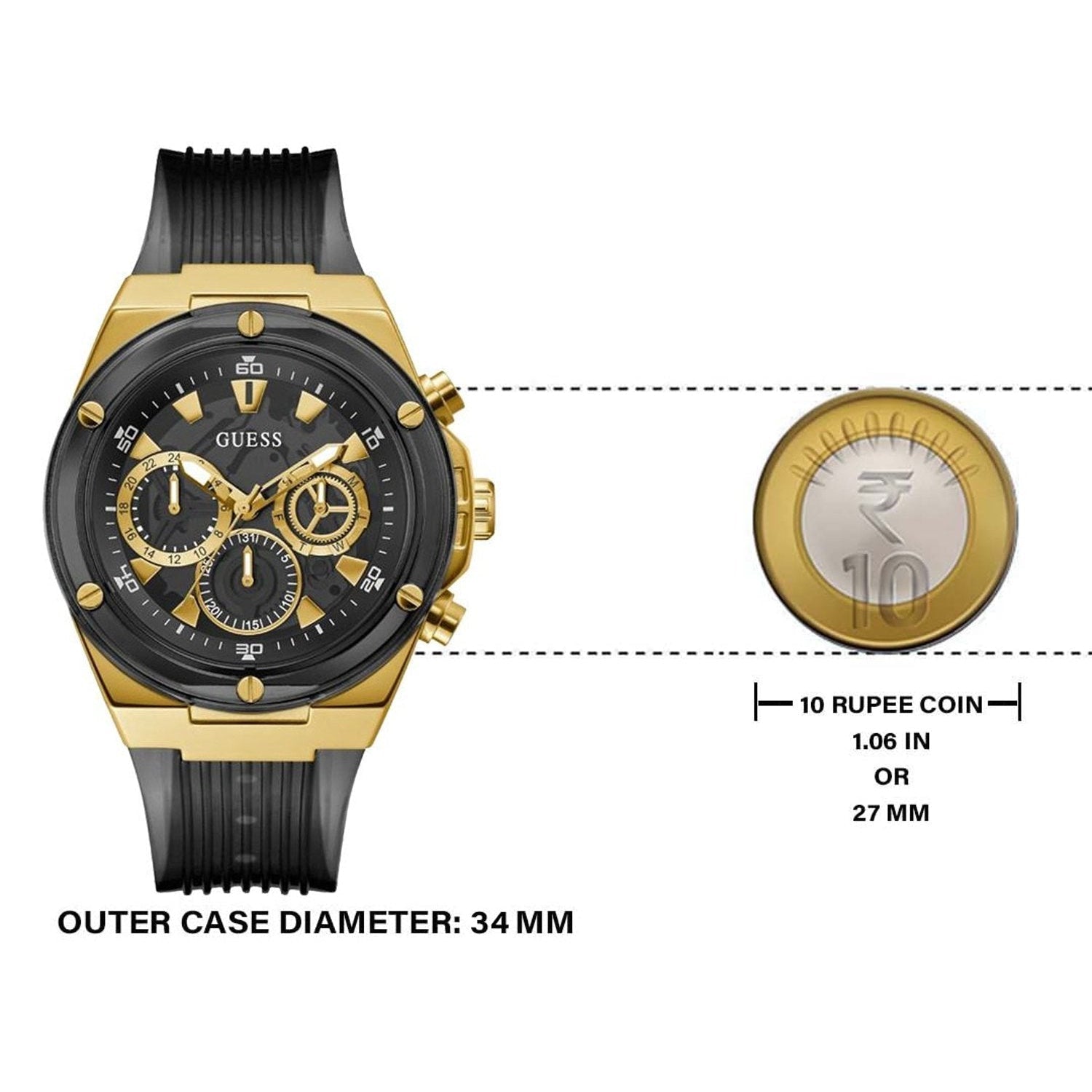  Shop Authentic Guess Poseidon Chronograph Black Dial Black Silicone Strap Watch For Men - GW0425G1 - Luxxuri