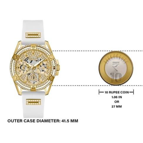  Shop Authentic Guess Queen Quartz Gold Dial White Silicone Strap Watch For Women - GW0536L2 - Luxxuri