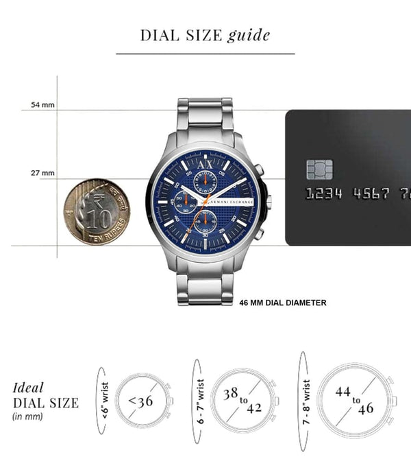  Shop Authentic Armani Exchange Hampton Chronograph Blue Dial Silver Steel Strap Watch For Men - AX2155 - Luxxuri
