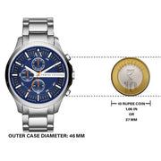  Shop Authentic Armani Exchange Hampton Chronograph Blue Dial Silver Steel Strap Watch For Men - AX2155 - Luxxuri