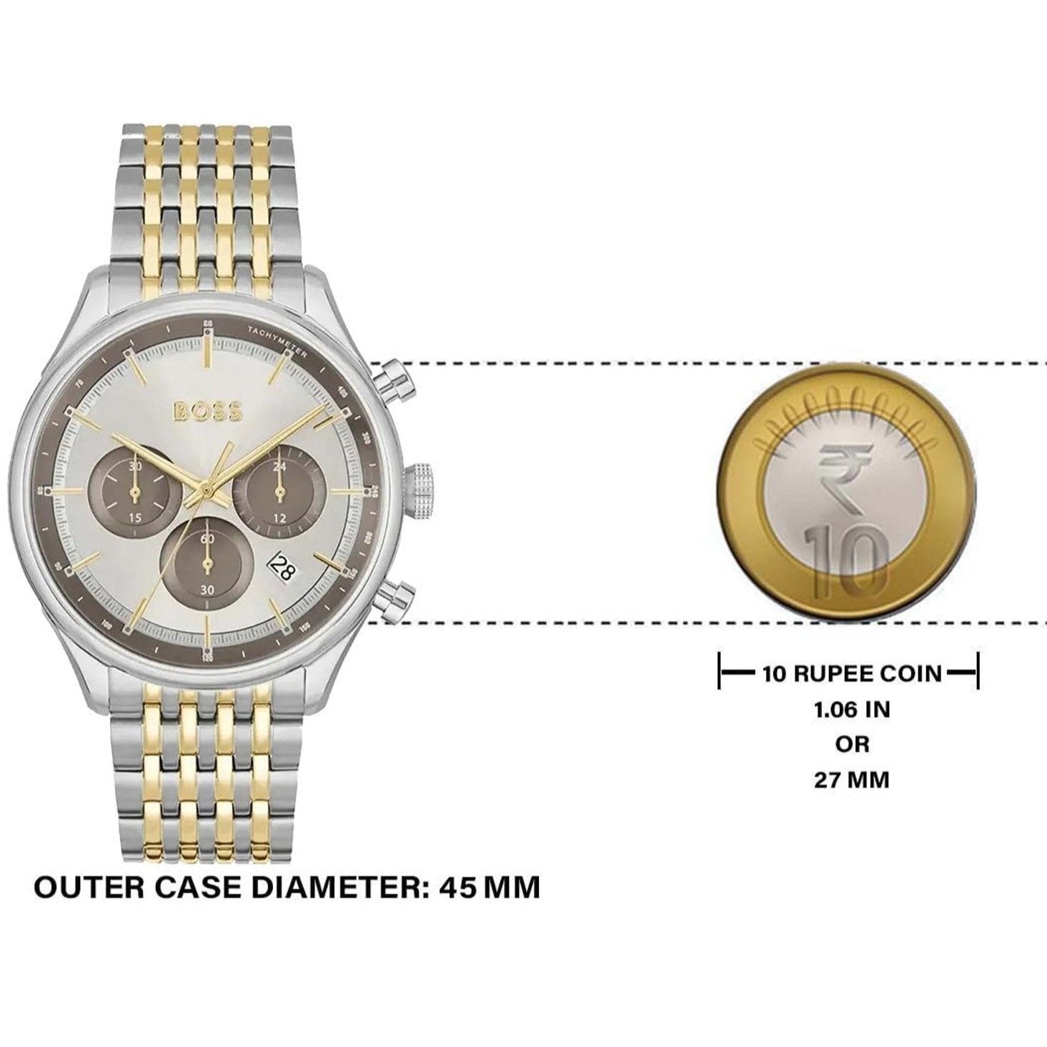  Shop Authentic Hugo Boss Gregor Chronograph Silver Dial Two Tone Steel Strap Watch For Men - 1514053 - Luxxuri